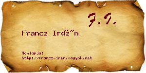 Francz Irén névjegykártya